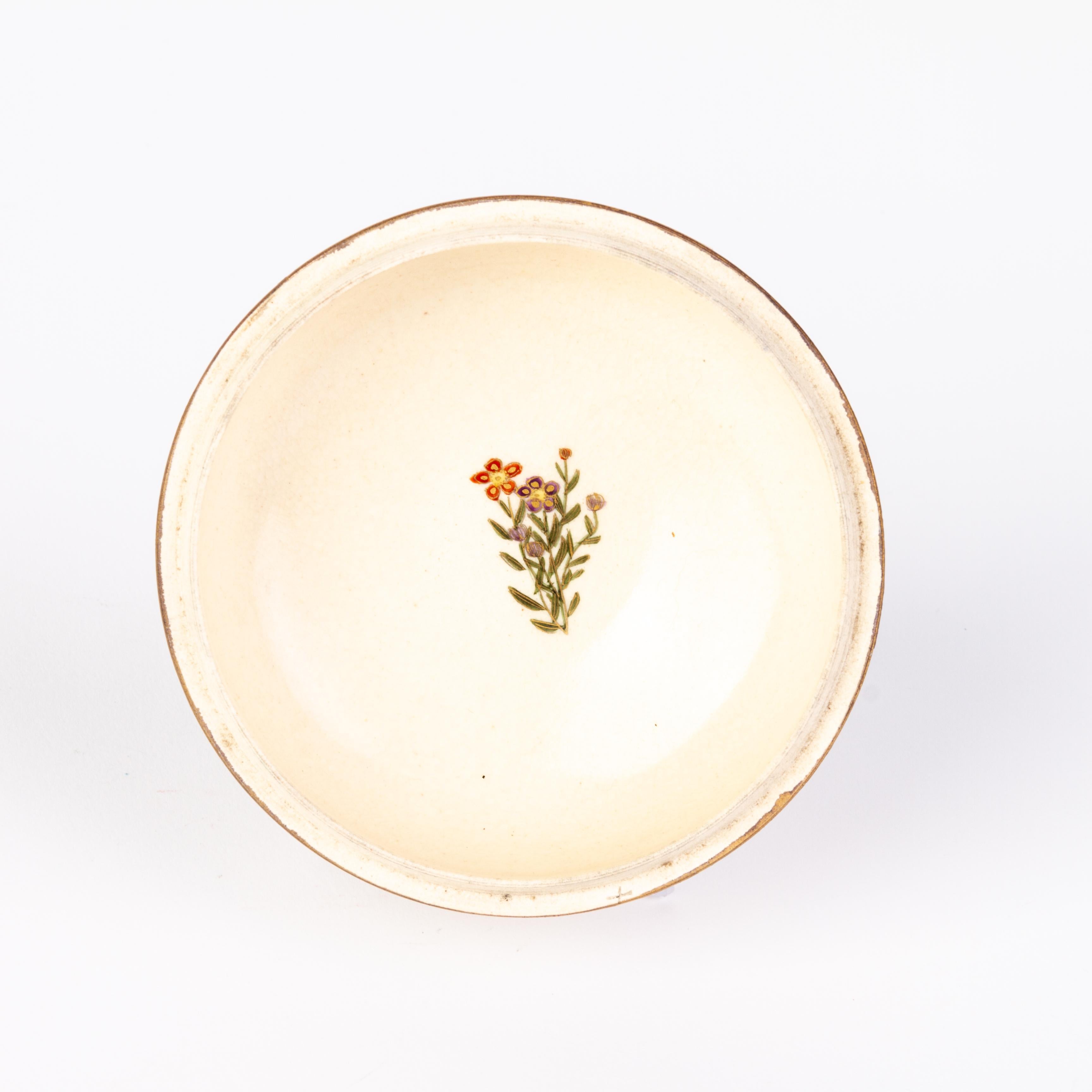 19th Century Signed Japanese Satsuma Pottery Lidded Circular Box  For Sale
