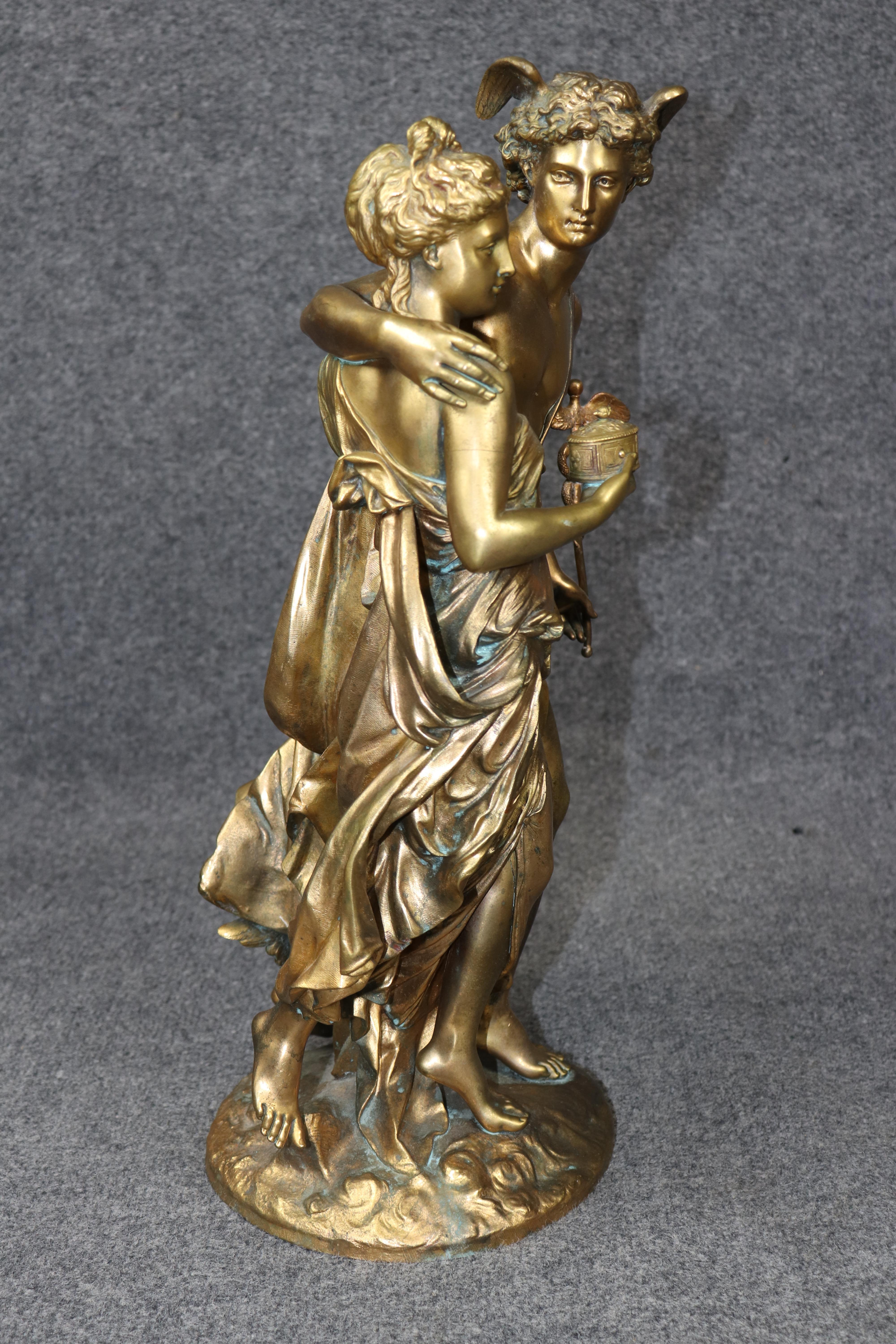 Signed Jean- Louis Gregoire Neoclassical Bronze Statue of Mercury and ...