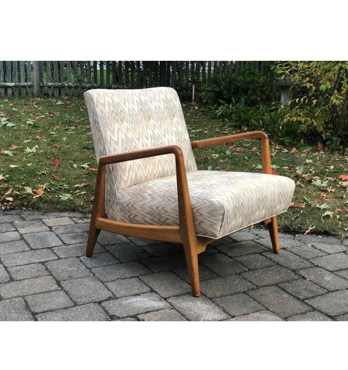 Mid-Century Modern Signed Jens Risom U-420 Lounge Chair 1940s Walnut Stunner
