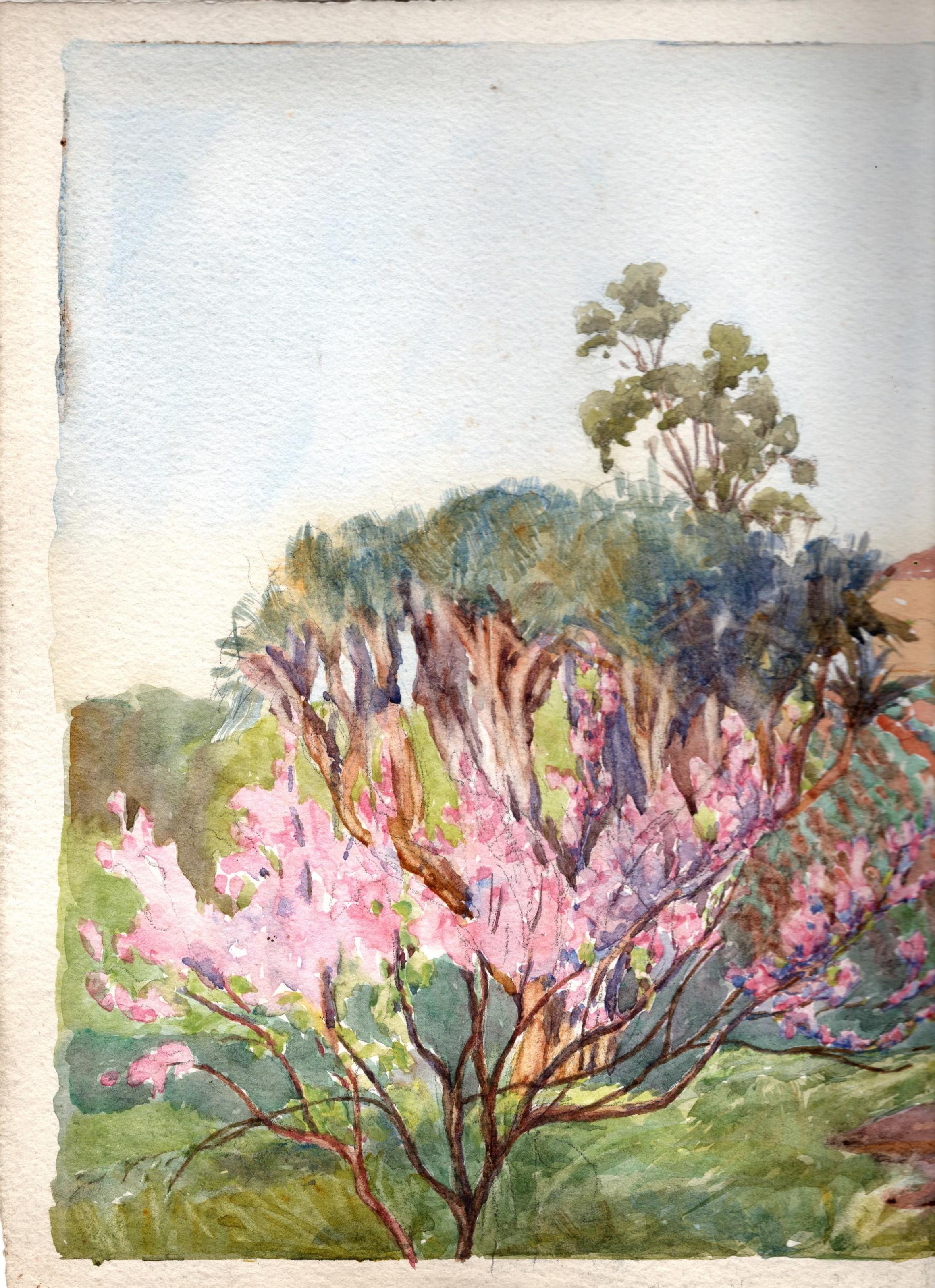 Signiert Jessie E. Muntz (Great Britian, aktiv 1903-1924) Landschaft, Aquarell, signiert (Belle Époque) im Angebot