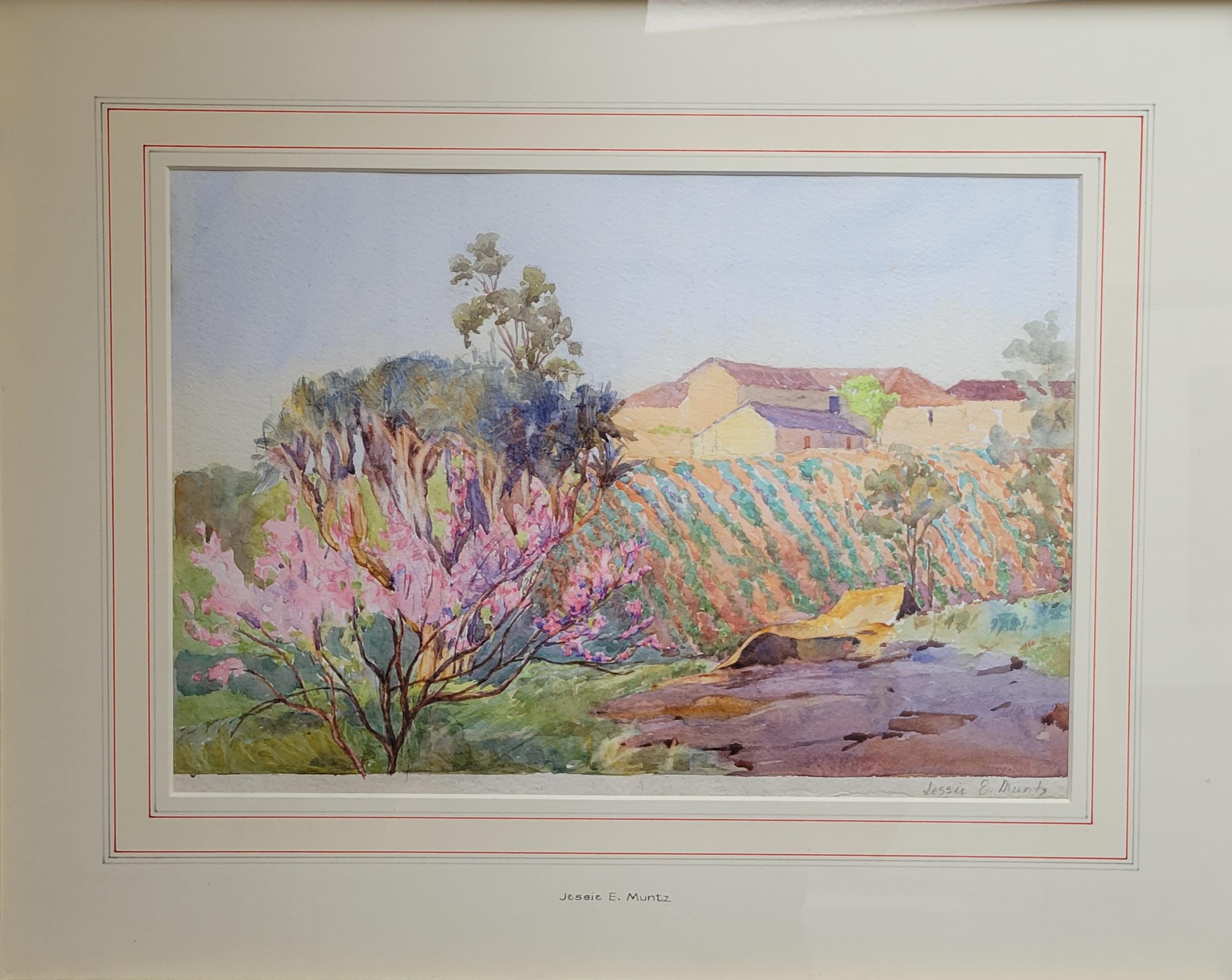 Signiert Jessie E. Muntz (Great Britian, aktiv 1903-1924) Landschaft, Aquarell, signiert (20. Jahrhundert) im Angebot
