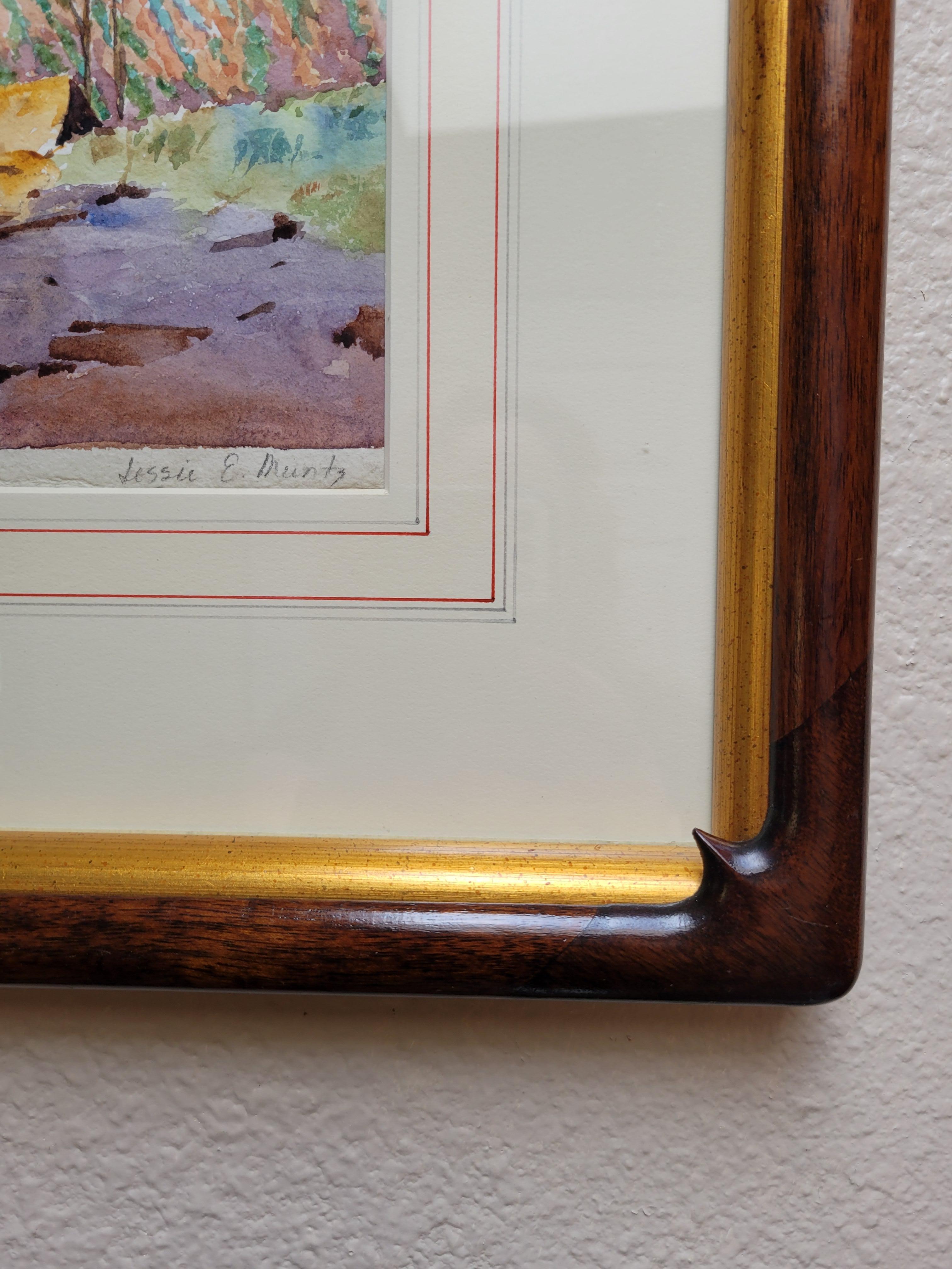Signiert Jessie E. Muntz (Great Britian, aktiv 1903-1924) Landschaft, Aquarell, signiert (Farbe) im Angebot