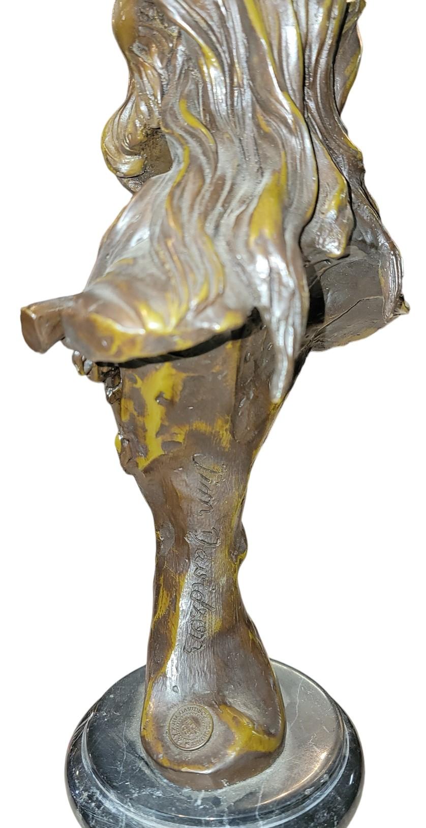 Modern Signed Jim Davidson Bronze Sculpture W/Black Marble Base For Sale