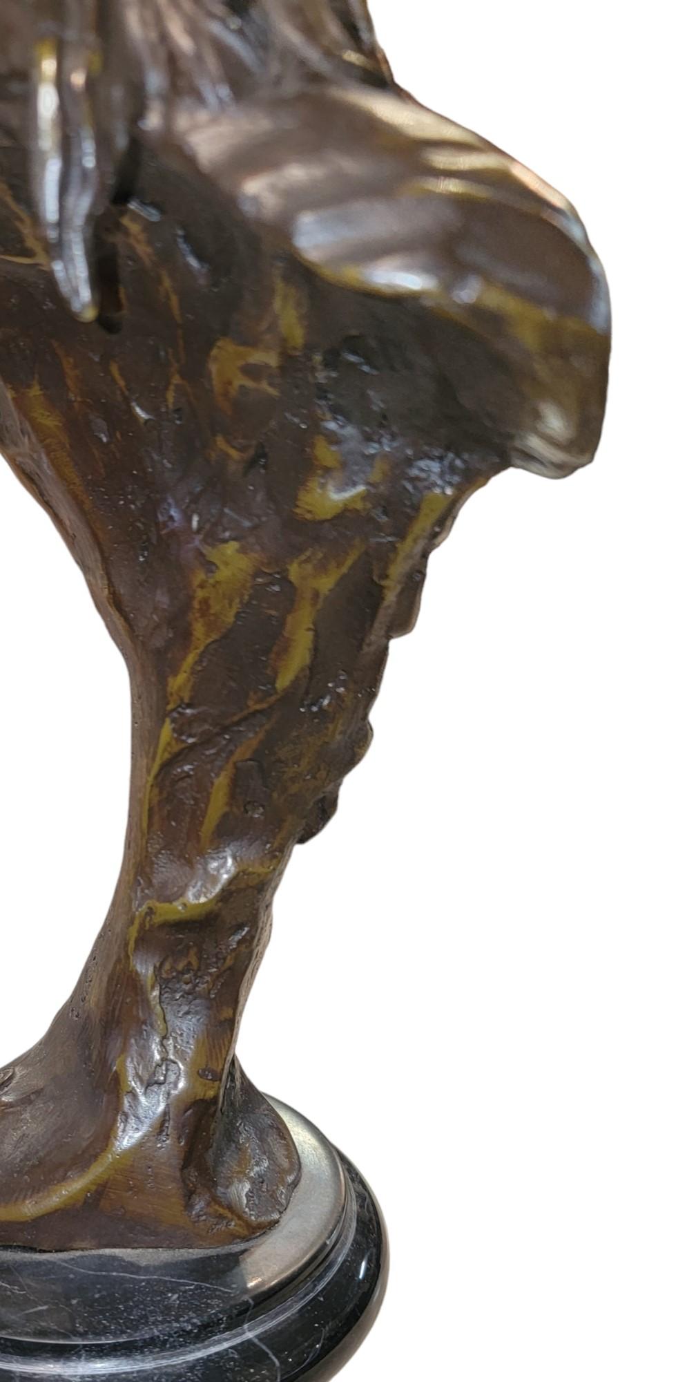 American Signed Jim Davidson Bronze Sculpture W/Black Marble Base For Sale