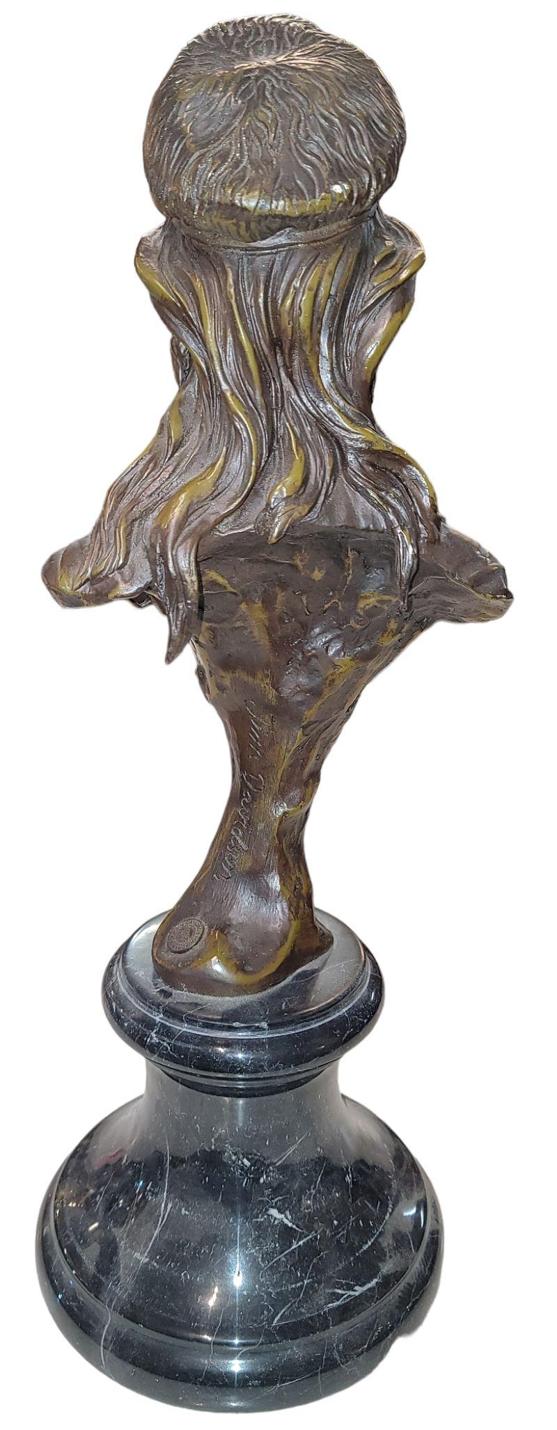 20th Century Signed Jim Davidson Bronze Sculpture W/Black Marble Base For Sale