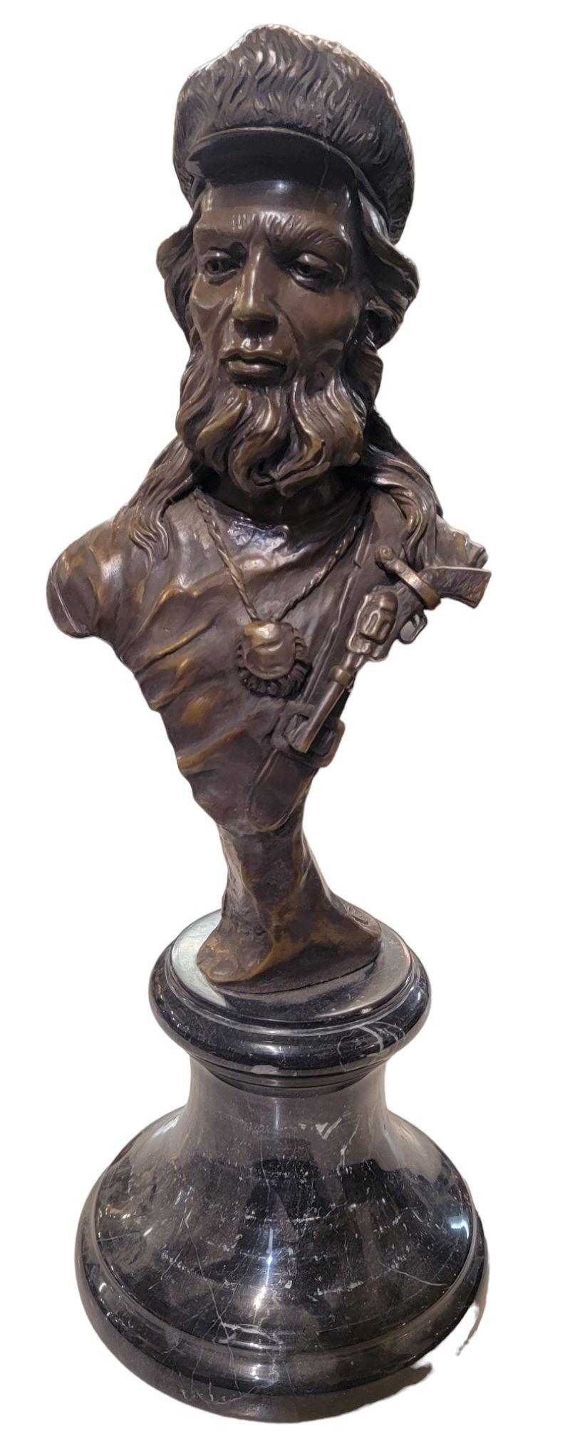 Signed Jim Davidson Bronze Sculpture W/Black Marble Base For Sale 1