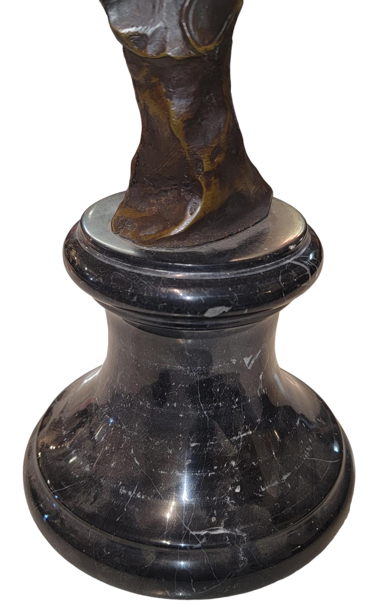Signed Jim Davidson Bronze Sculpture W/Black Marble Base For Sale 3