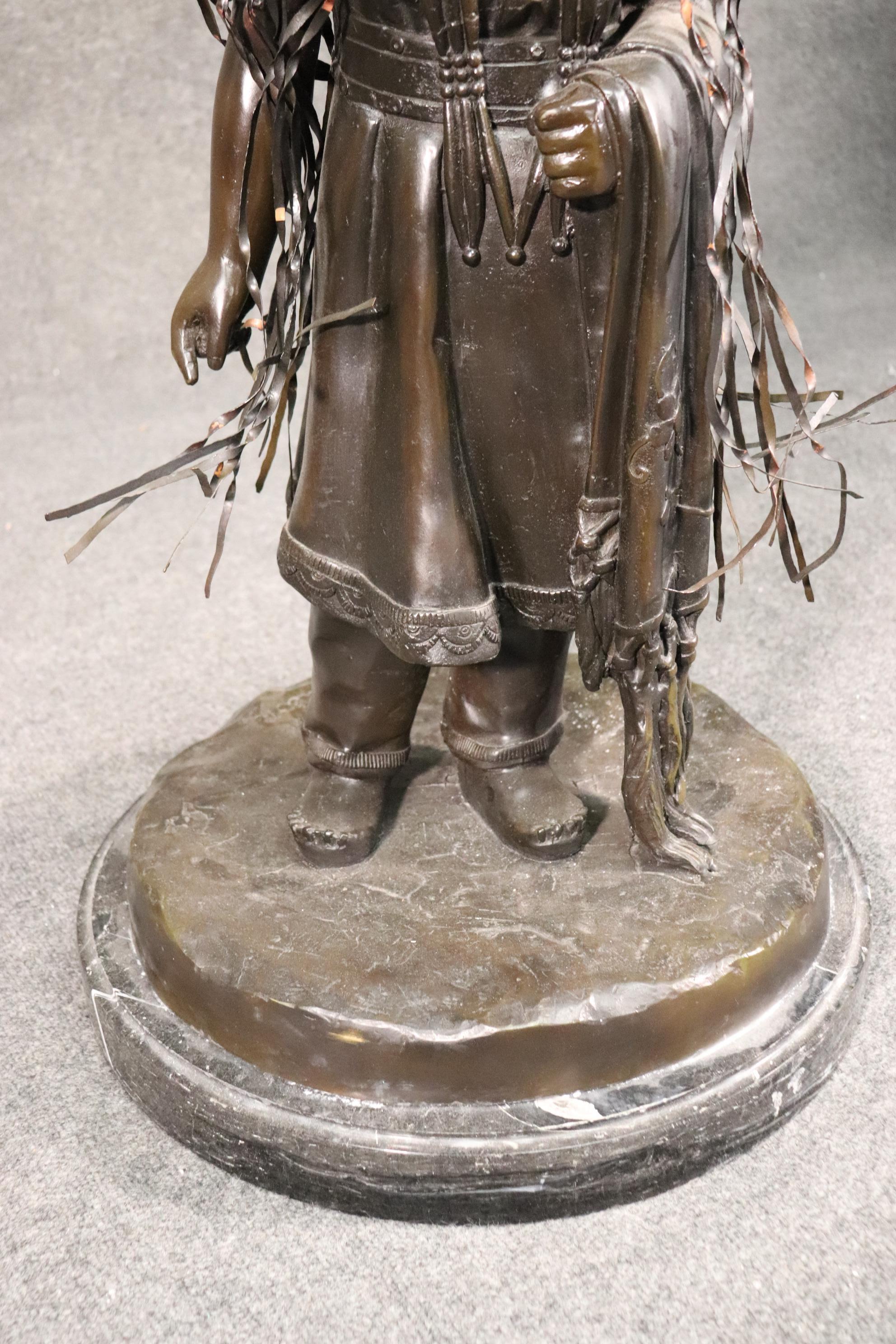 Signed Jim Davidson Solid Bronze Native American Girl Statue 4