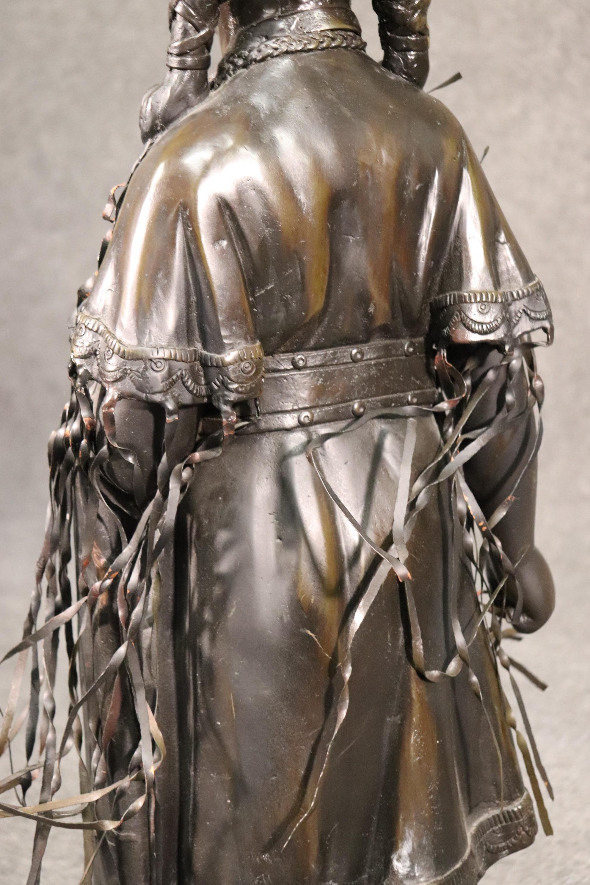Signed Jim Davidson Solid Bronze Native American Girl Statue 10