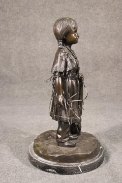 Signed Jim Davidson Solid Bronze Native American Girl Statue