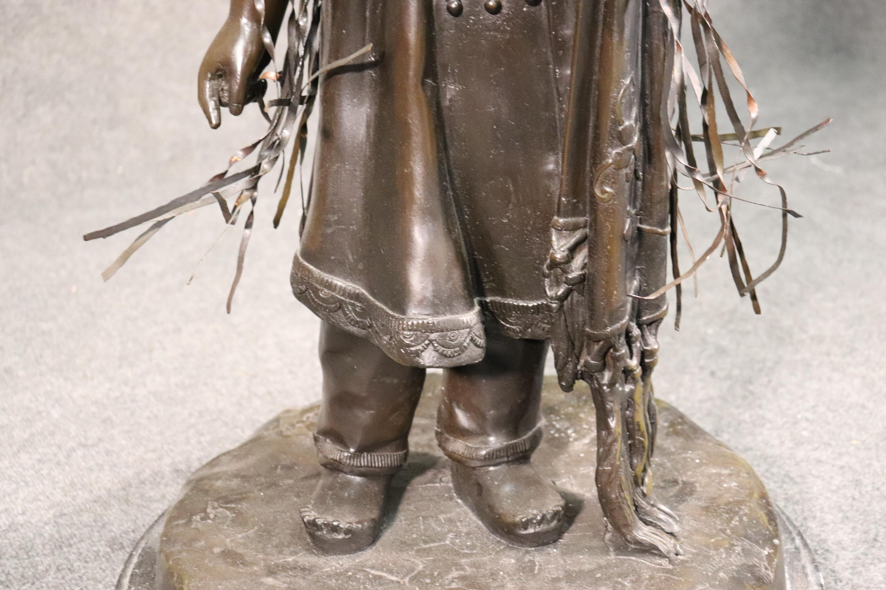 Signed Jim Davidson Solid Bronze Native American Girl Statue 1