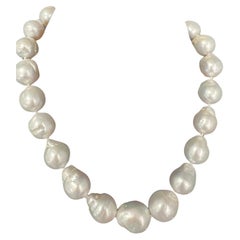 Signed JKa White Australian South Sea 14-17.5mm Cultured Baroque Pearl Necklace