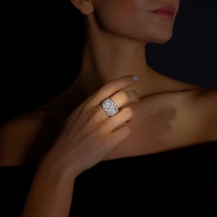 Signed "JMRosas" Rosior Diamond Ring set in Platinum