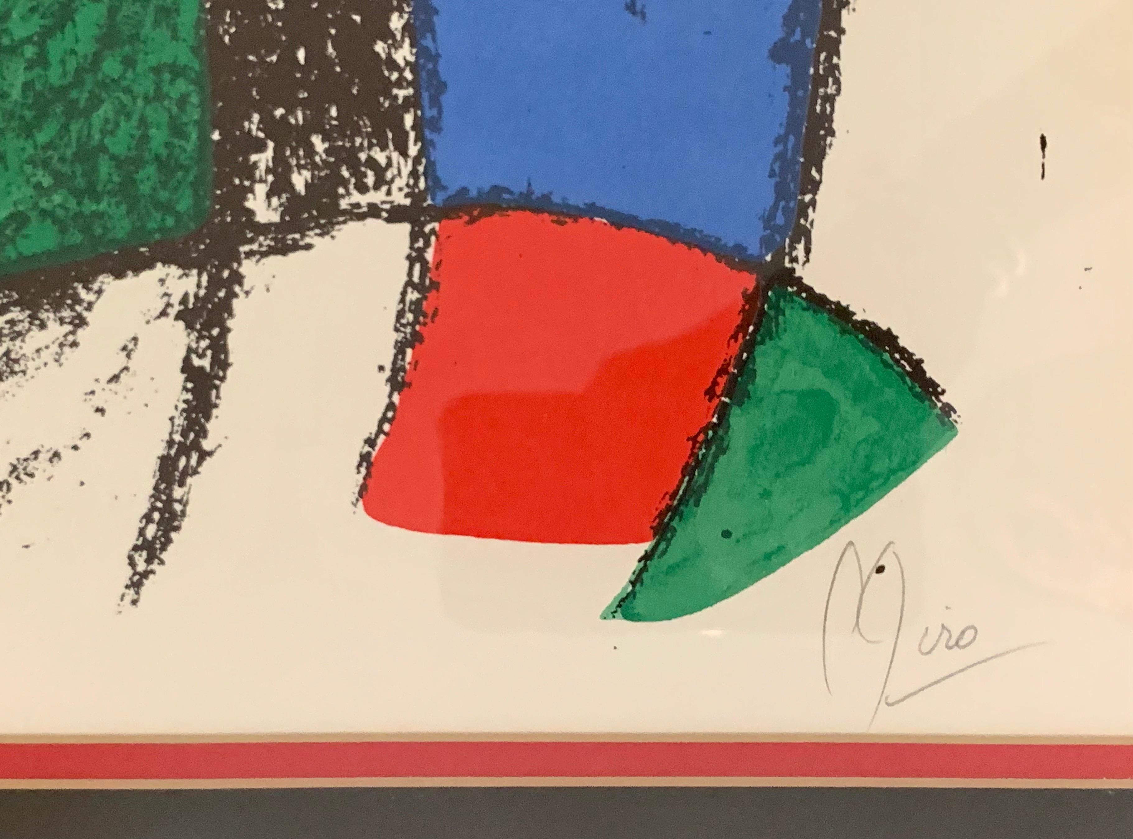 Signed Joan Miro lithograph, framed with COA. Miro's pencil signature is present. Volume 11.