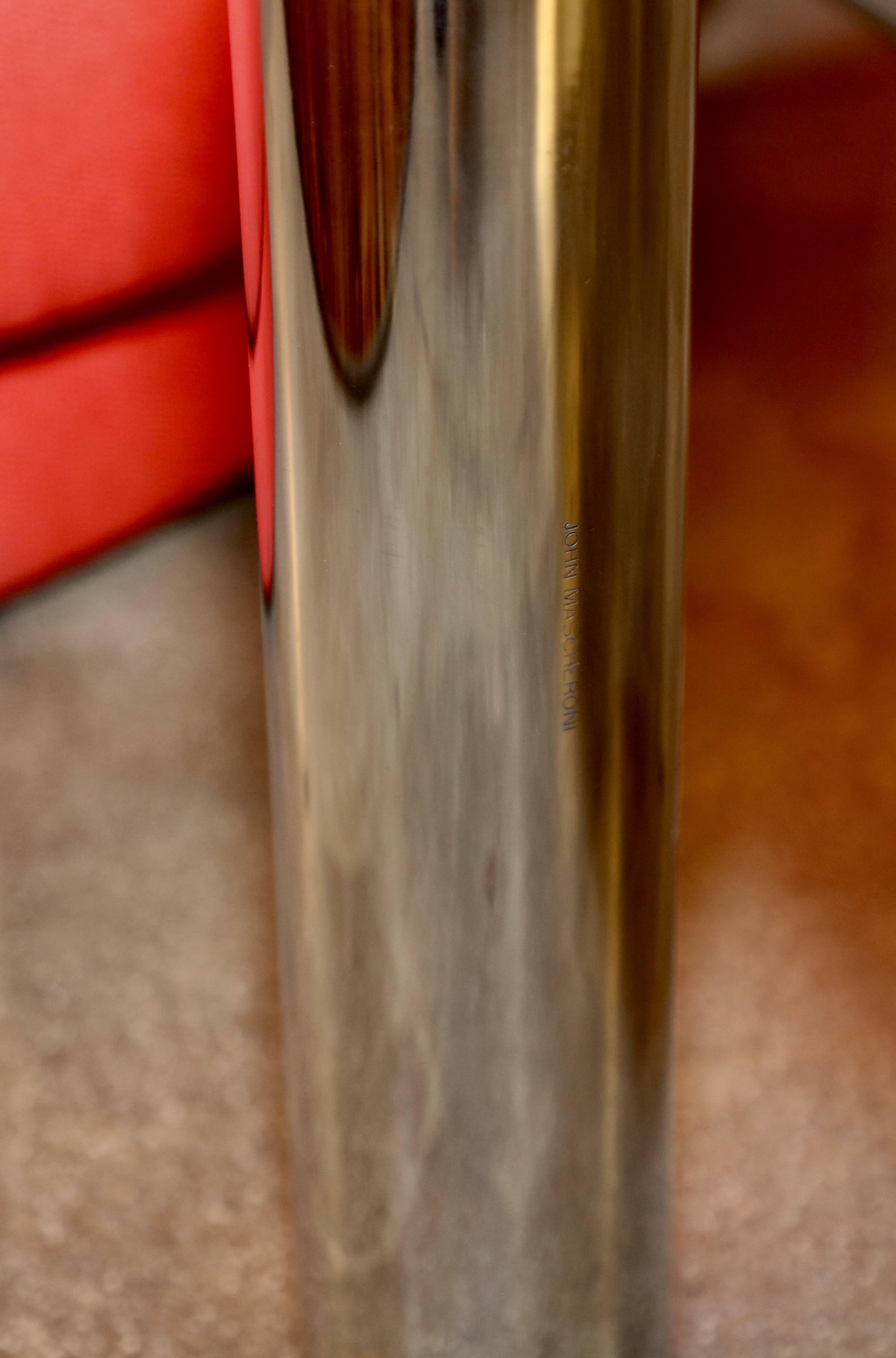 Signed John Mascheroni Aluminum Table with New Bronze Colored Glass 4