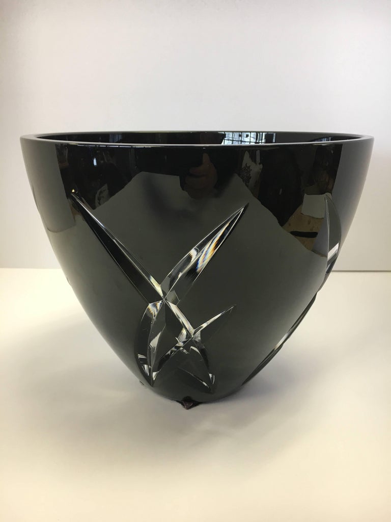 Signed John Rocha Waterford Black Cut Crystal Vase at 1stDibs