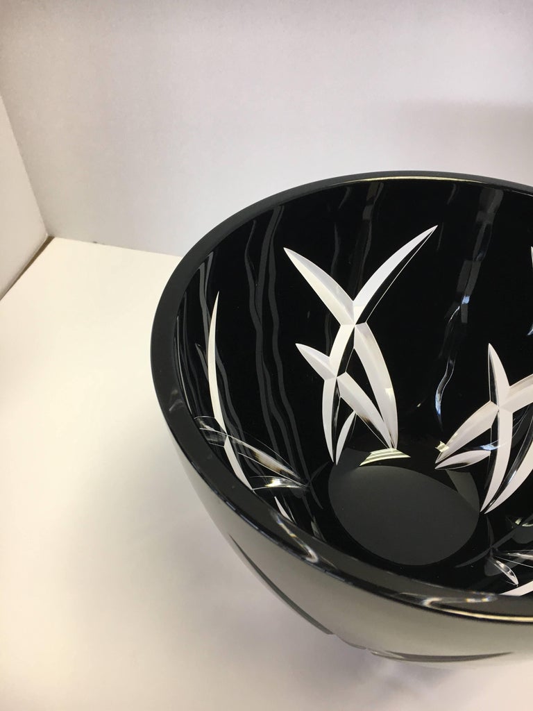 Signed John Rocha Waterford Black Cut Crystal Vase at 1stDibs