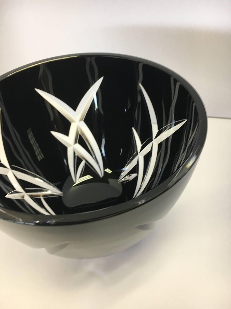 Signed John Rocha Waterford Black Cut Crystal Vase at 1stDibs