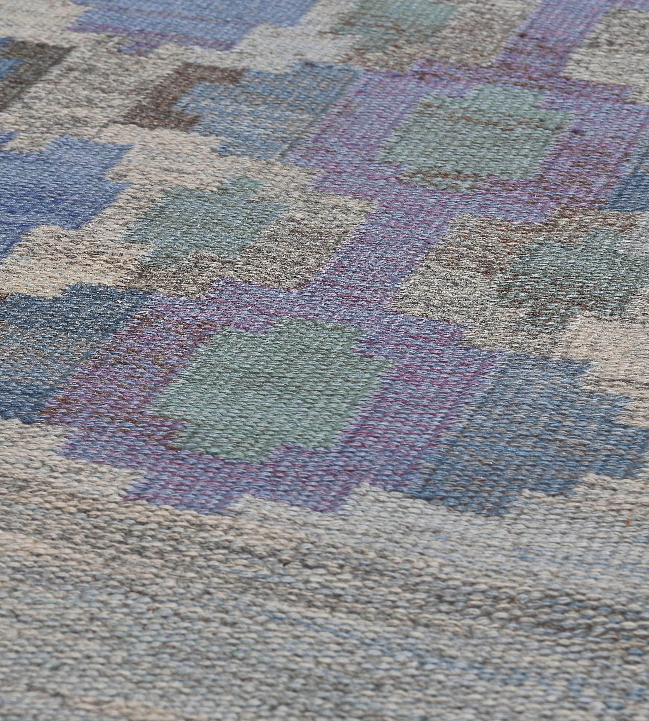 Signed Judith Johansson Vintage Handwoven Midcentury Swedish Flat-Weave For Sale 1