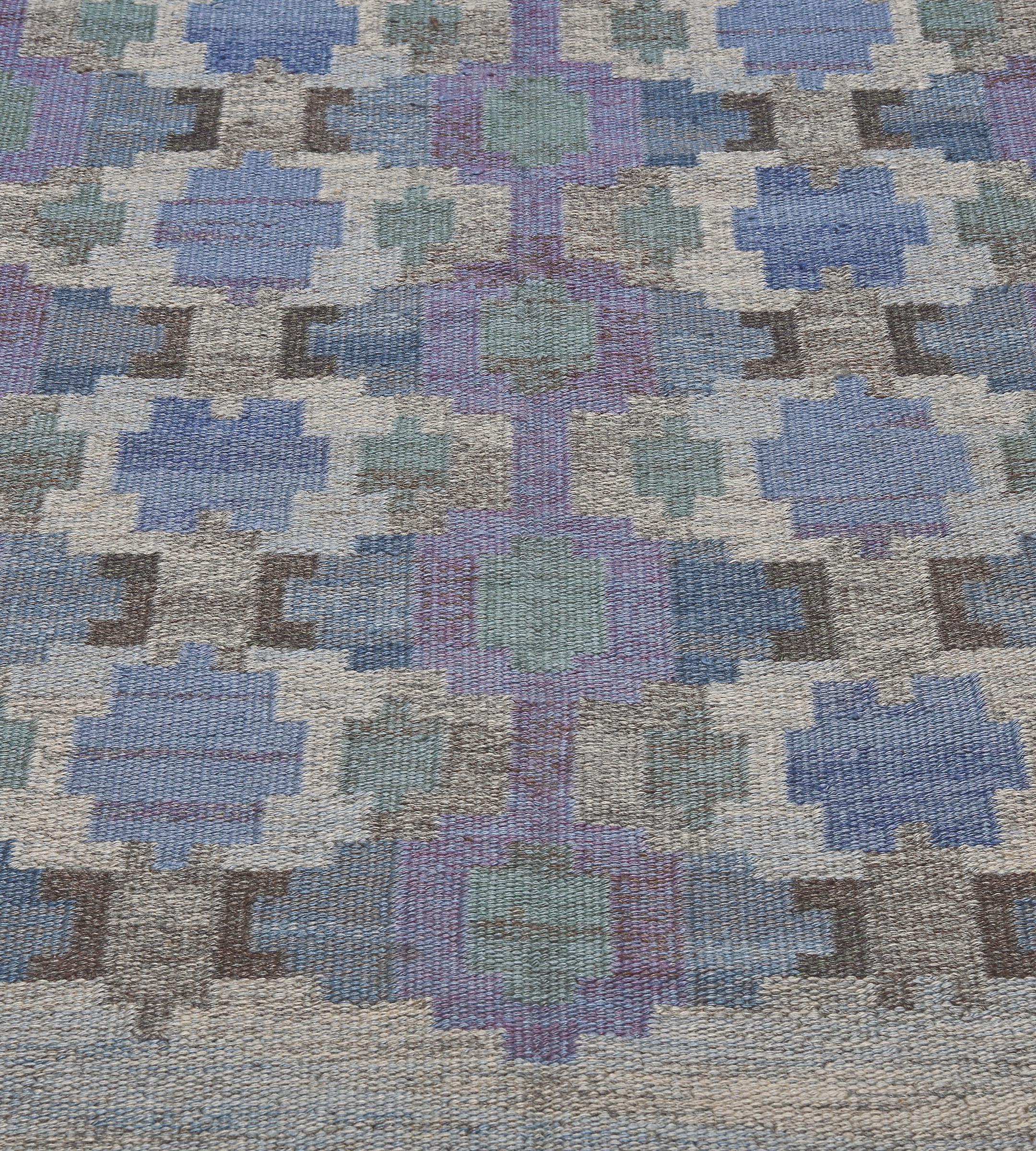 Signed Judith Johansson Vintage Handwoven Midcentury Swedish Flat-Weave For Sale 2