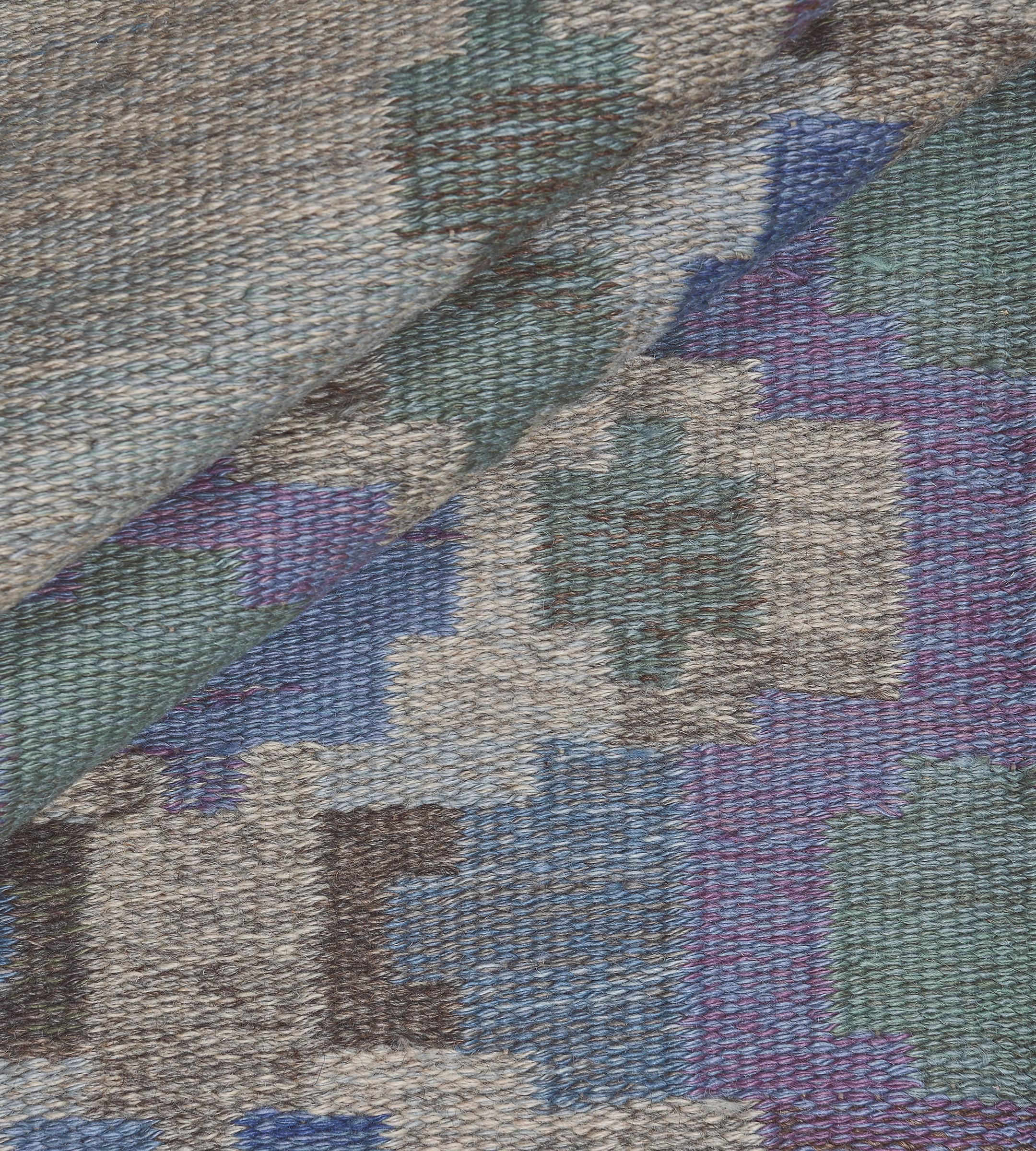 Signed Judith Johansson Vintage Handwoven Midcentury Swedish Flat-Weave For Sale 3