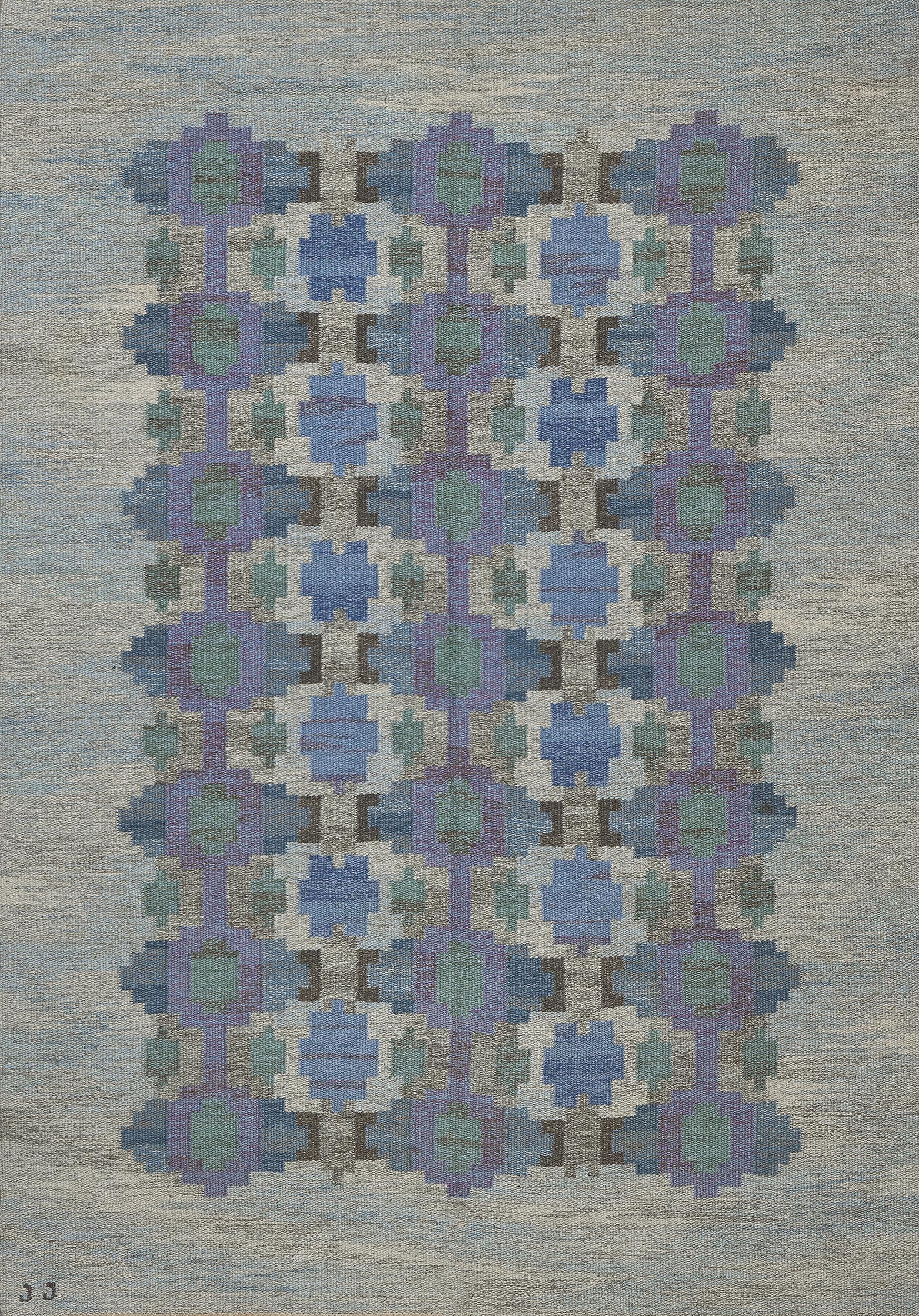 Signed Judith Johansson Vintage Handwoven Midcentury Swedish Flat-Weave For Sale
