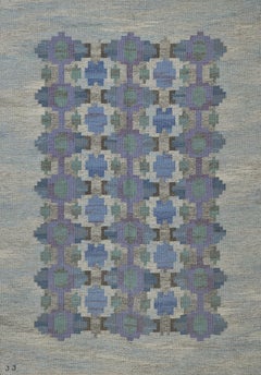 Signiert Judith Johansson Vintage Handgewebtes schwedisches Flachgewebe aus der Mitte des Jahrhunderts