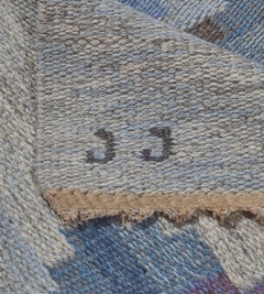 Signé Judith Johansson Vintage Handwoven Midcentury Swedish Flat-Weave (tissage à plat suédois du milieu du siècle)