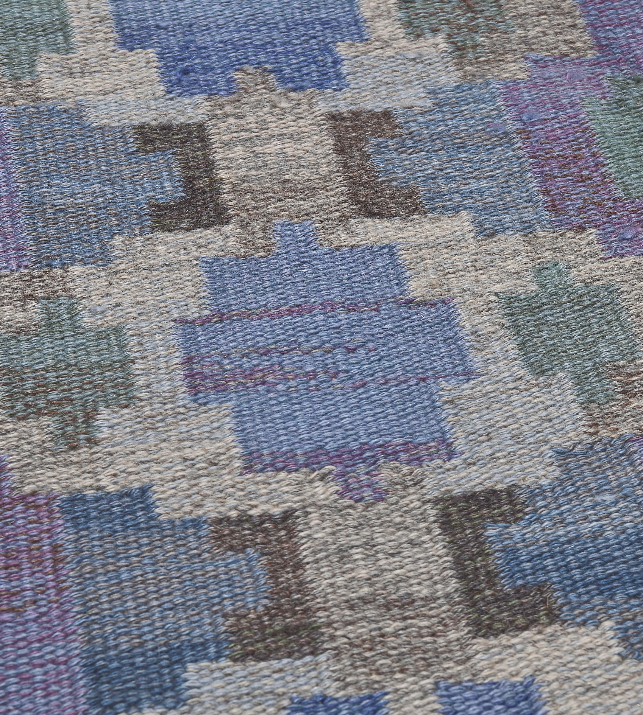 Signed Judith Johansson Vintage Handwoven Midcentury Swedish Flat-Weave In Good Condition For Sale In West Hollywood, CA