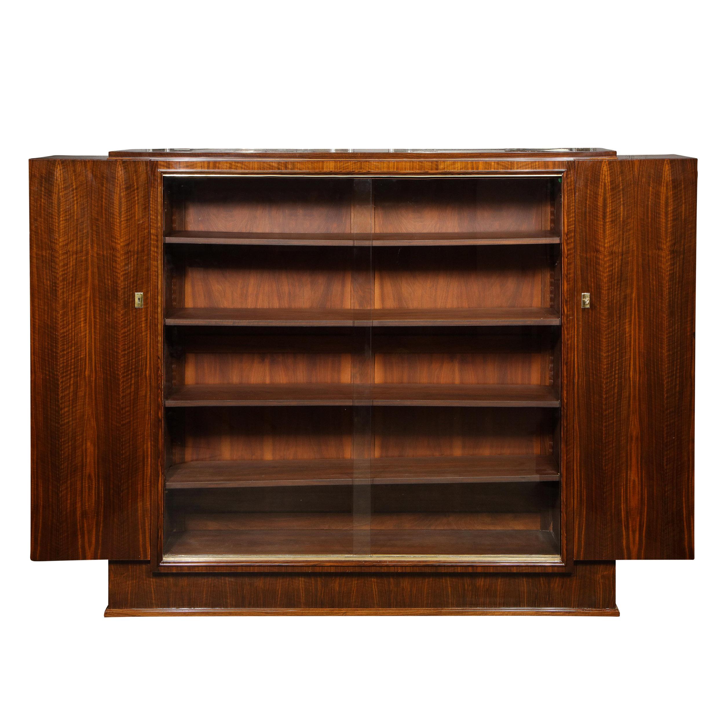 Signed Jules Leleu French Art Deco Bookmatched Rosewood Cabinet or Bibliothèque 6