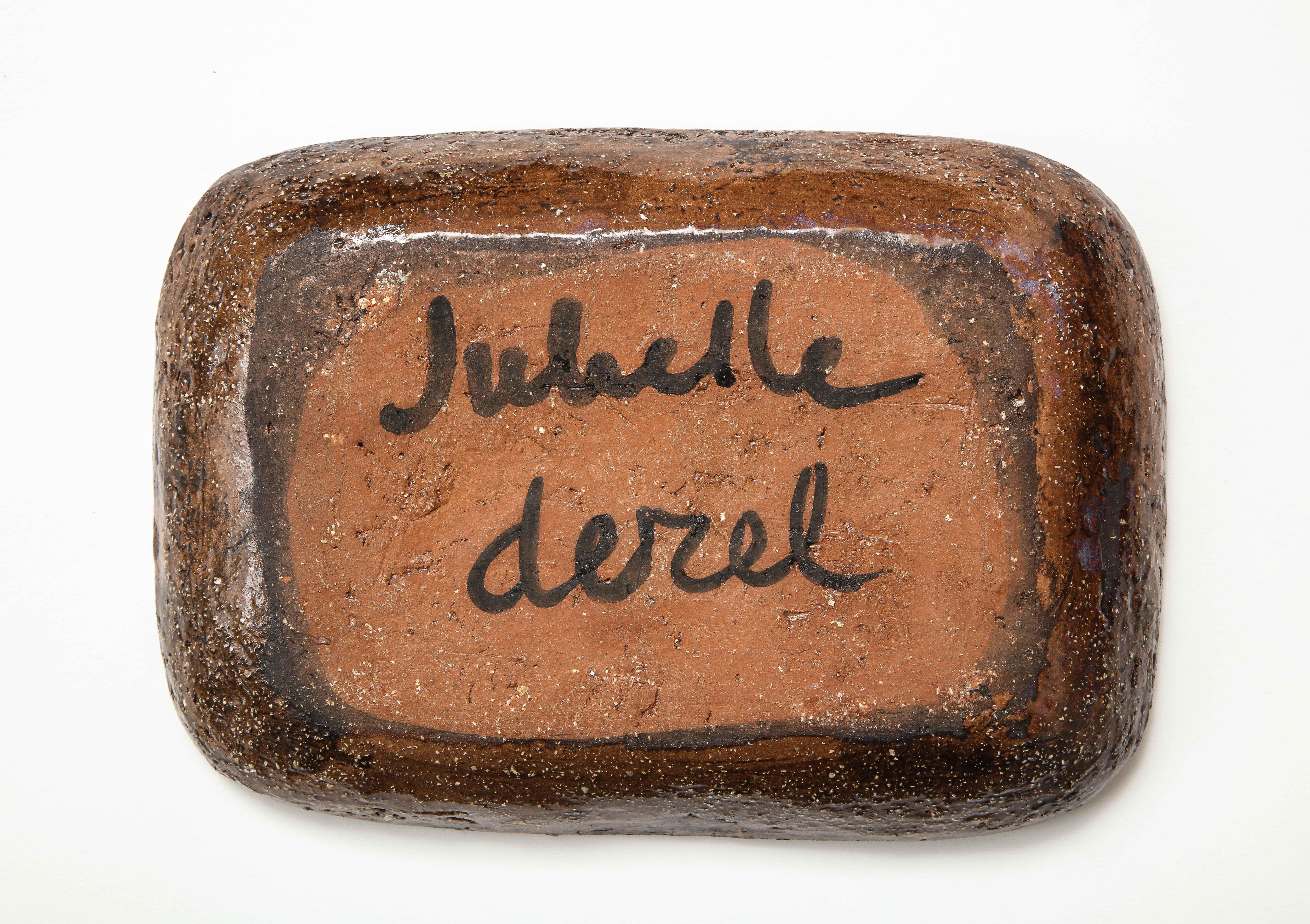Signed Juliette Derel Stoneware Ceramic Dish 1
