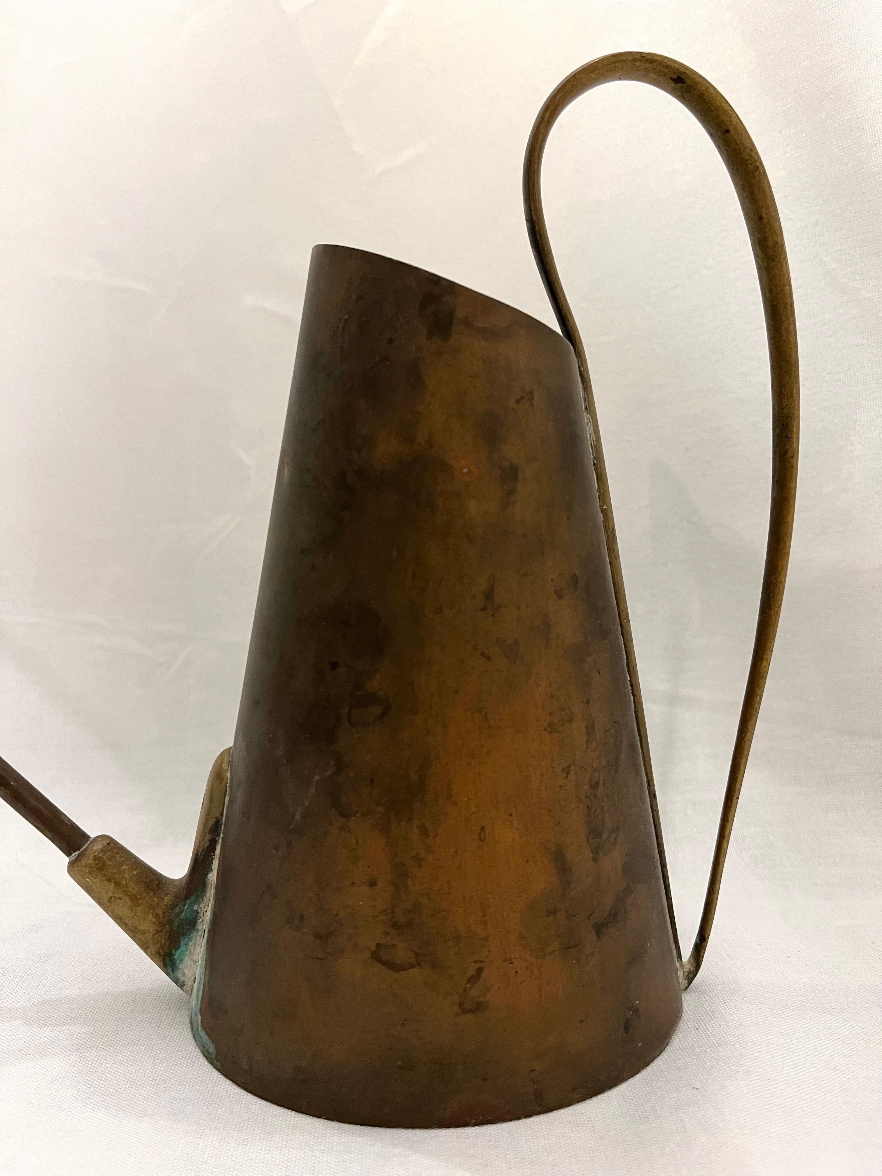 20th Century Signed Karl Hagenauer Werkstatte Wein Copper Brass Watering Can Original Patina