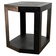 Signed Karl Springer Embossed Leather Side Table