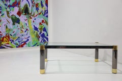 Signed Karl Springer Gunmetal and Brass Cocktail Table, 1970s