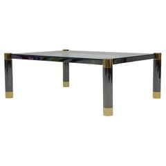 Signed Karl Springer Gunmetal and Brass Cocktail Table, 1970s