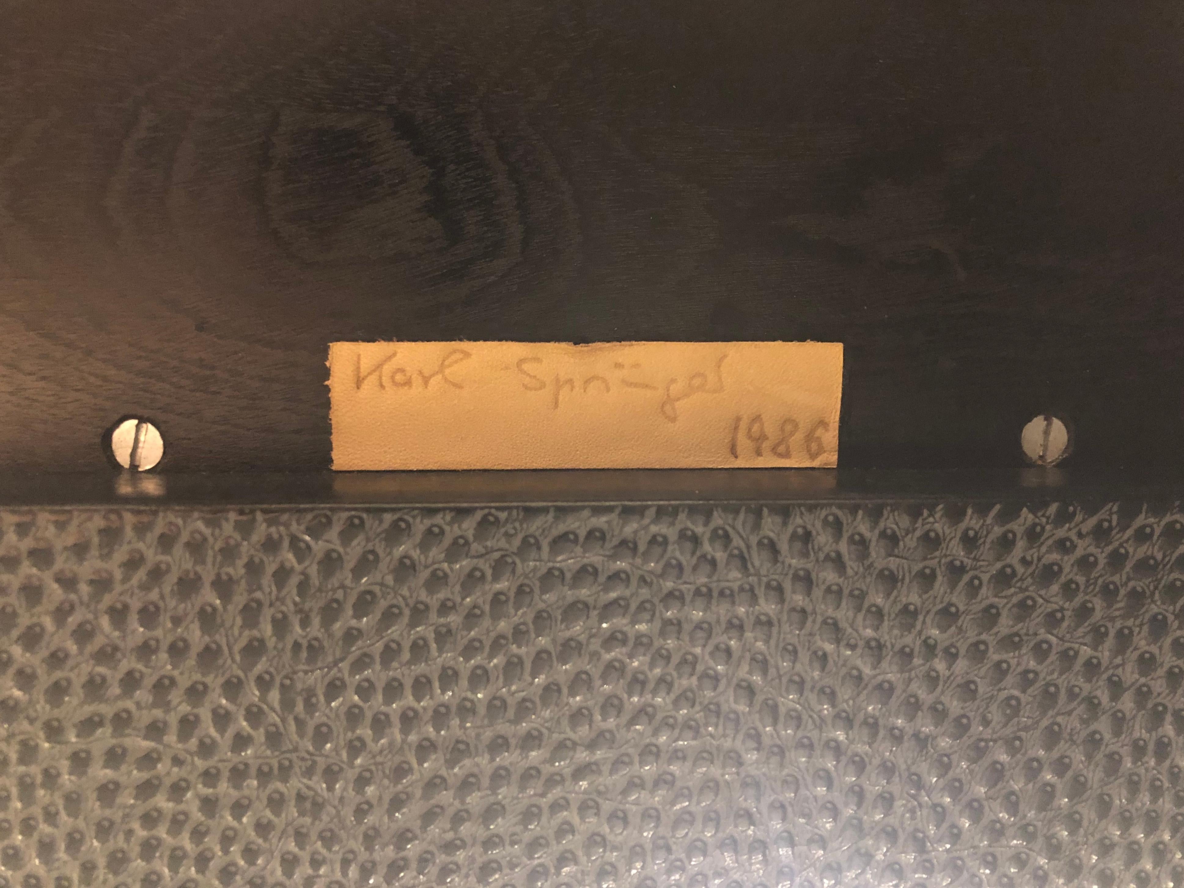 Signed Karl Springer Midcentury Backgammon Table in Brass and Embossed Leather 5
