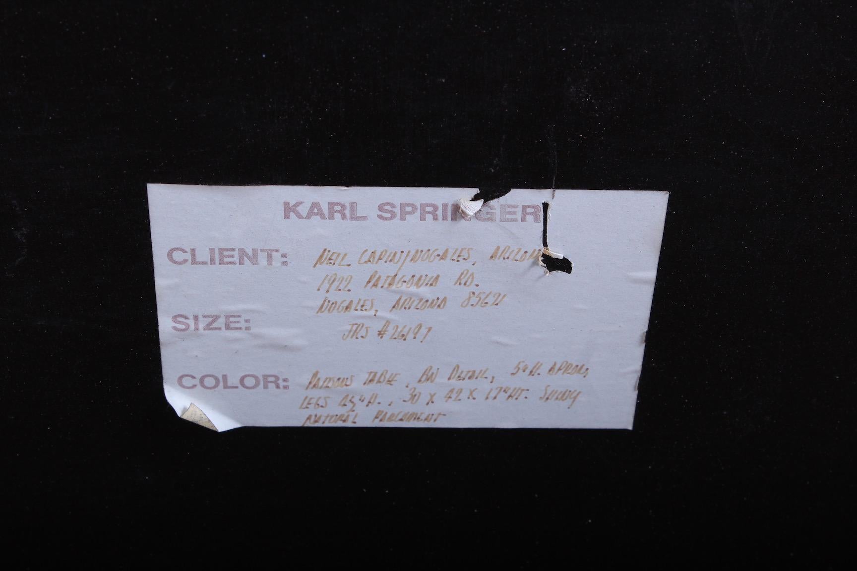 Signed Karl Springer Parchment Goatskin Table 9