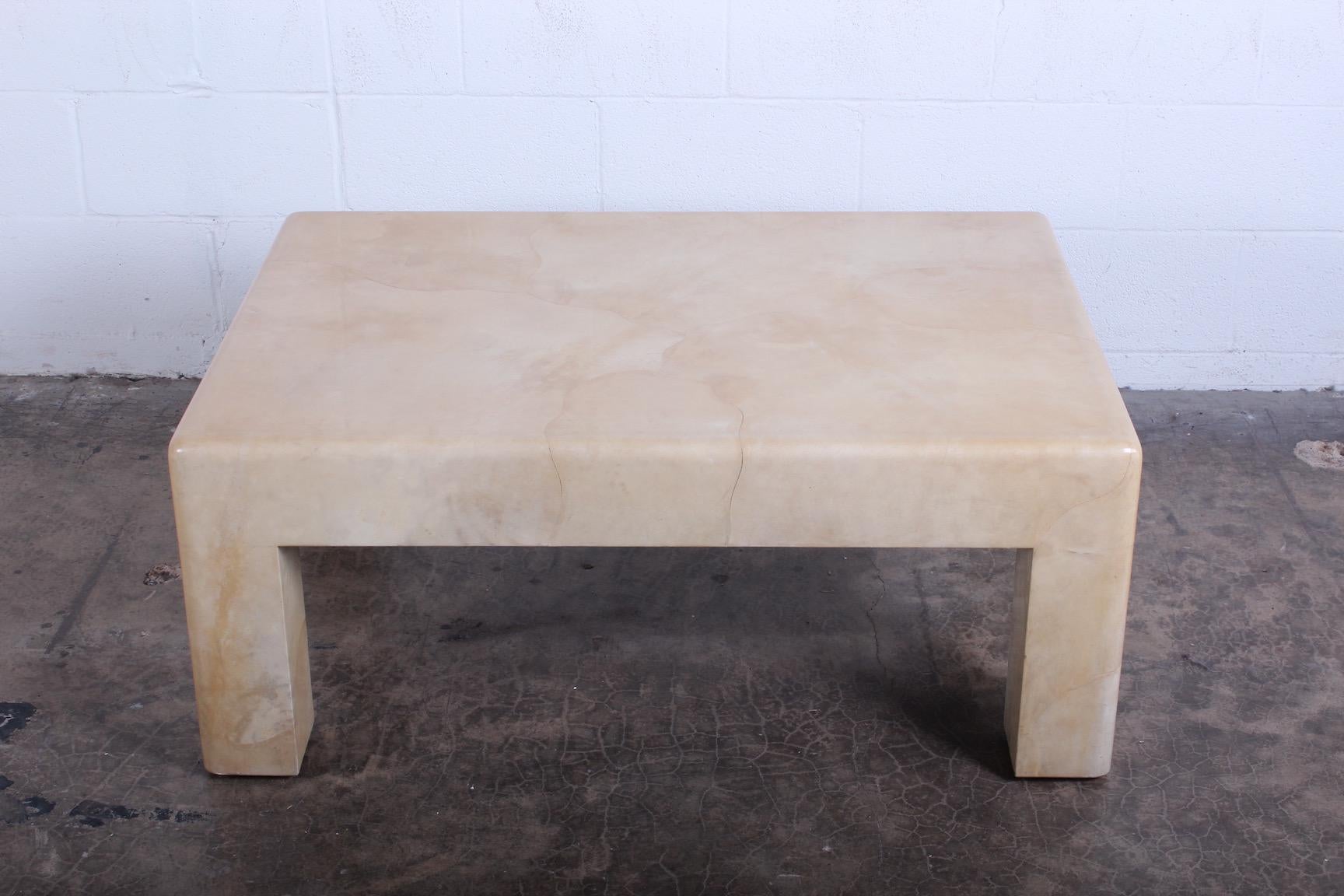 Late 20th Century Signed Karl Springer Parchment Goatskin Table