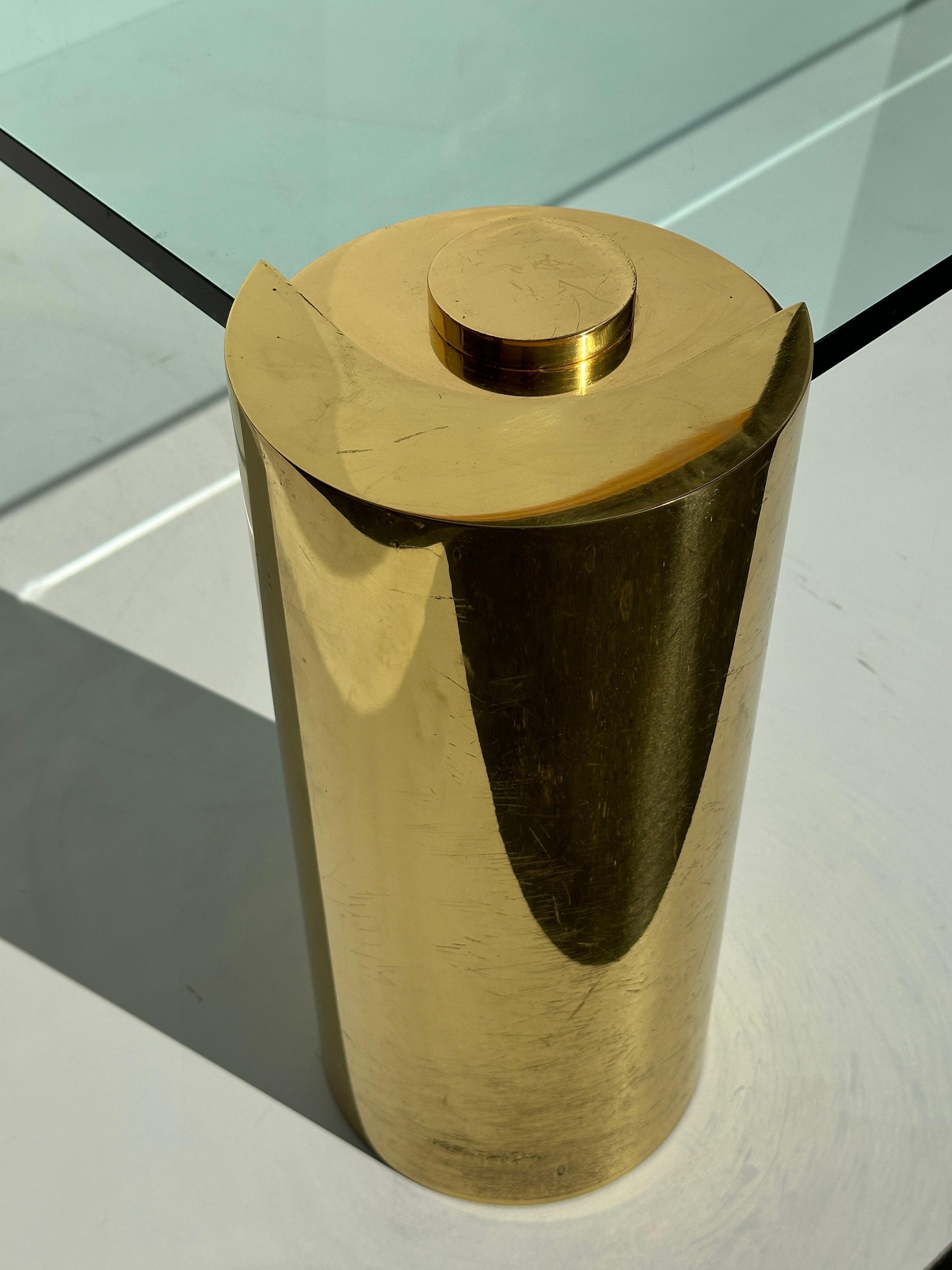 Late 20th Century Signed Karl Springer Tubular Brass Coffee Table  For Sale