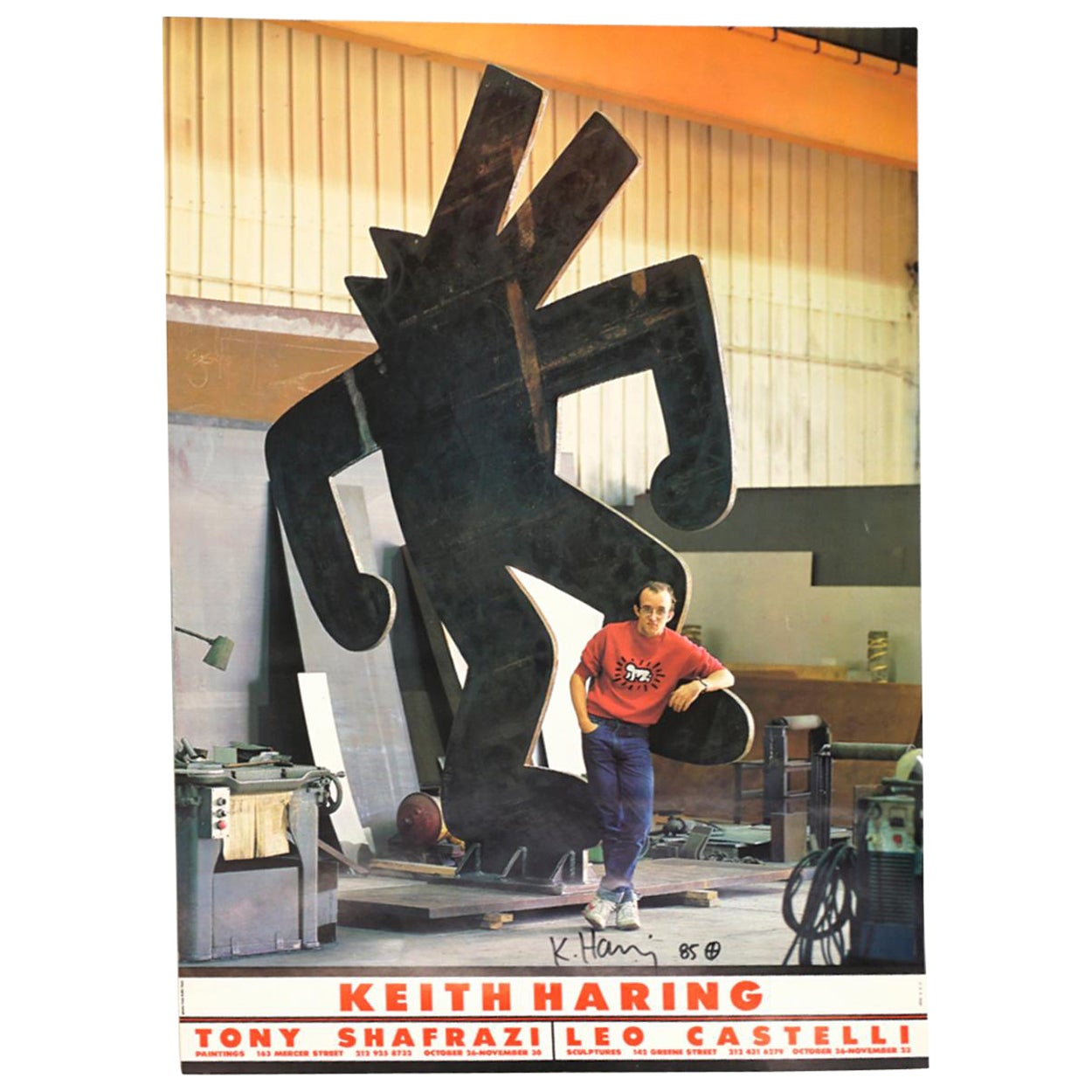 Signed Keith Haring Poster, 1985 Offset Lithograph. Castelli 
Shafrazi Edition.