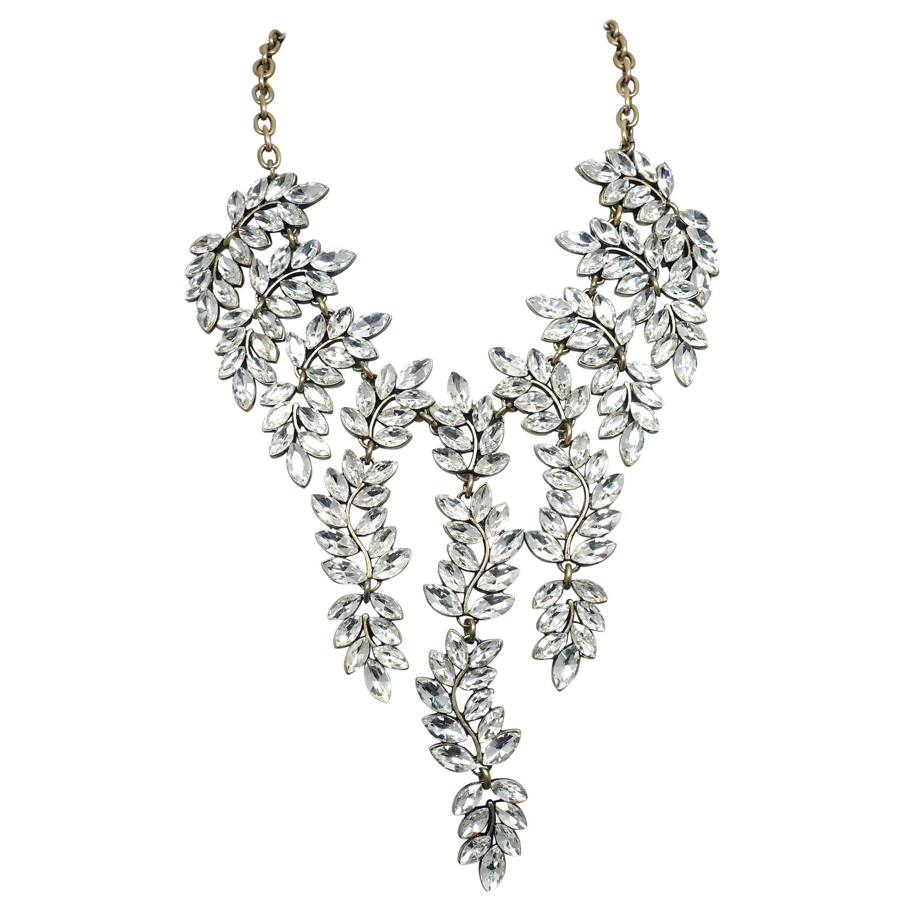 Signed Kenneth Jay Lane Crystals Drops Necklace For Sale