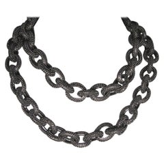 Signed Kenneth Jay Lane Pewter Link Necklace/Belt