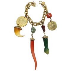 Signed Kenneth Lane Multi-Charm Bracelet