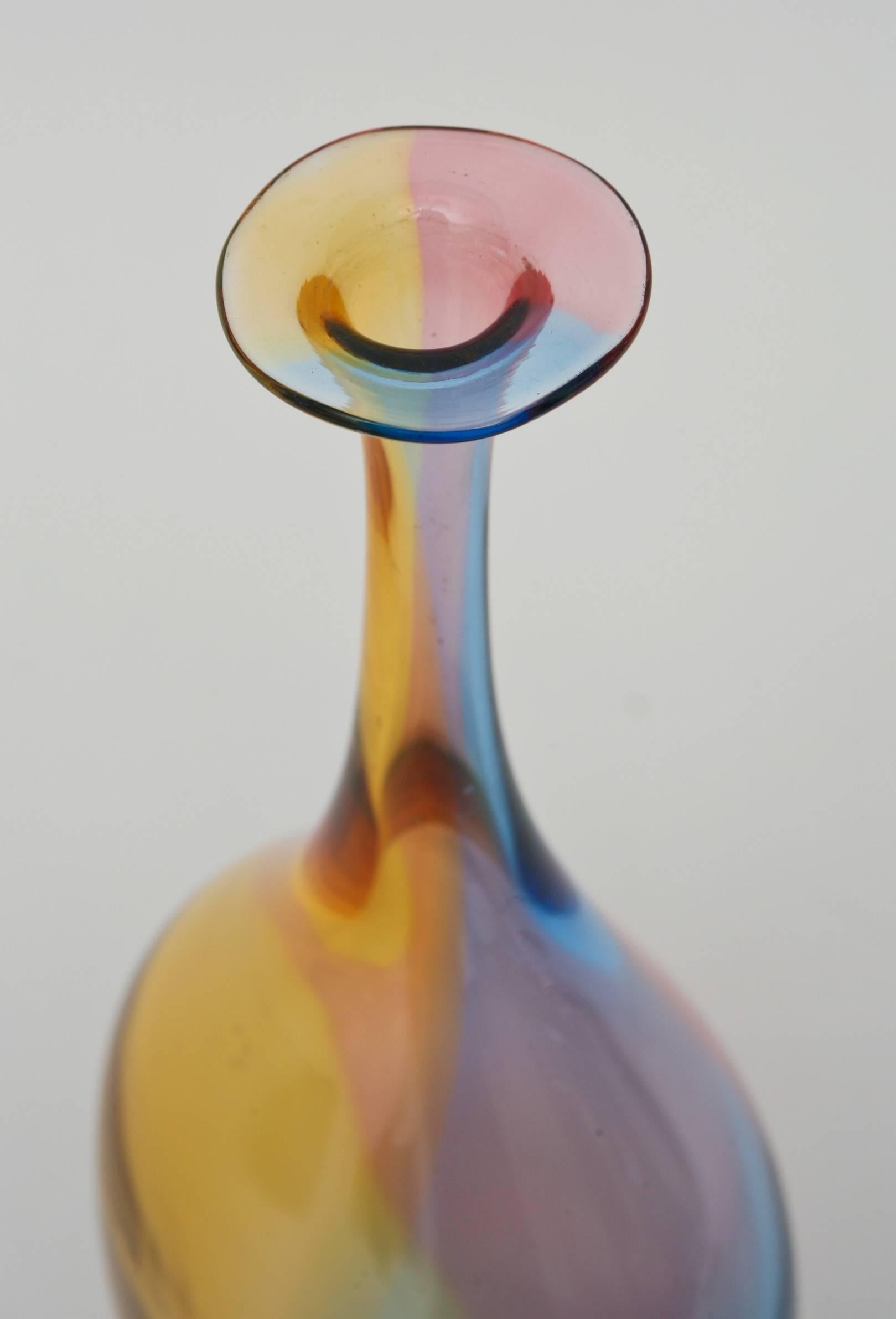 Mid-Century Modern Kjell Engman for Kosta Boda Rainbow Glass Vessel or Glass Object Vase