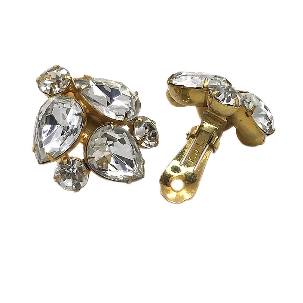 Signierte KJL Strass Ohrringe mit Clip (Regency) im Angebot