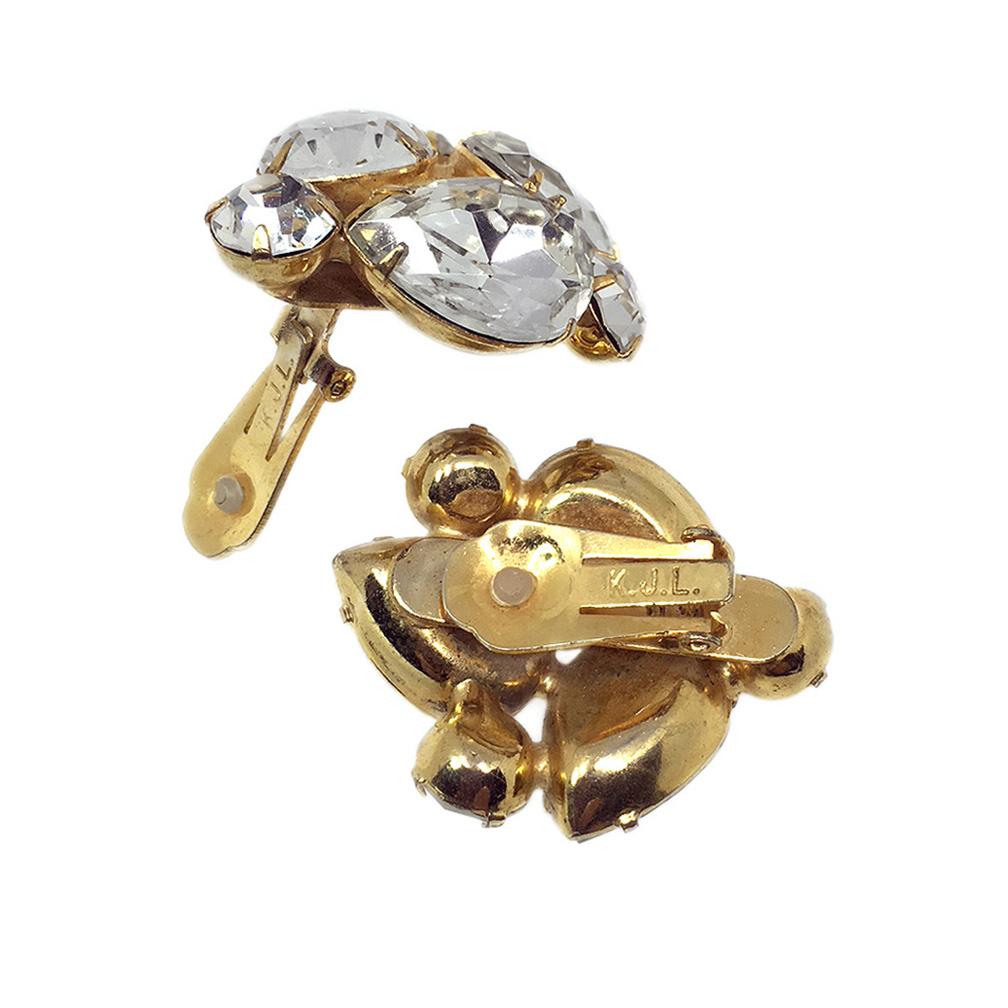 Signierte KJL Strass Ohrringe mit Clip im Zustand „Gut“ im Angebot in Atlanta, GA