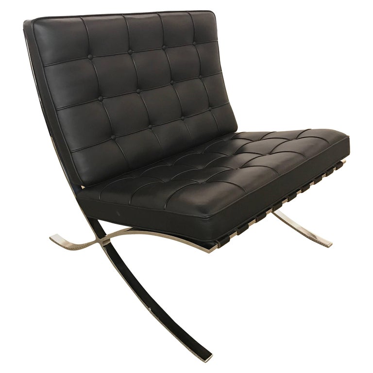 Signed Knoll Black Leather Barcelona Chair by Ludwig Mies van der Rohe at  1stDibs | ludwig mies van der rohe barcelona chair, black barcelona chair