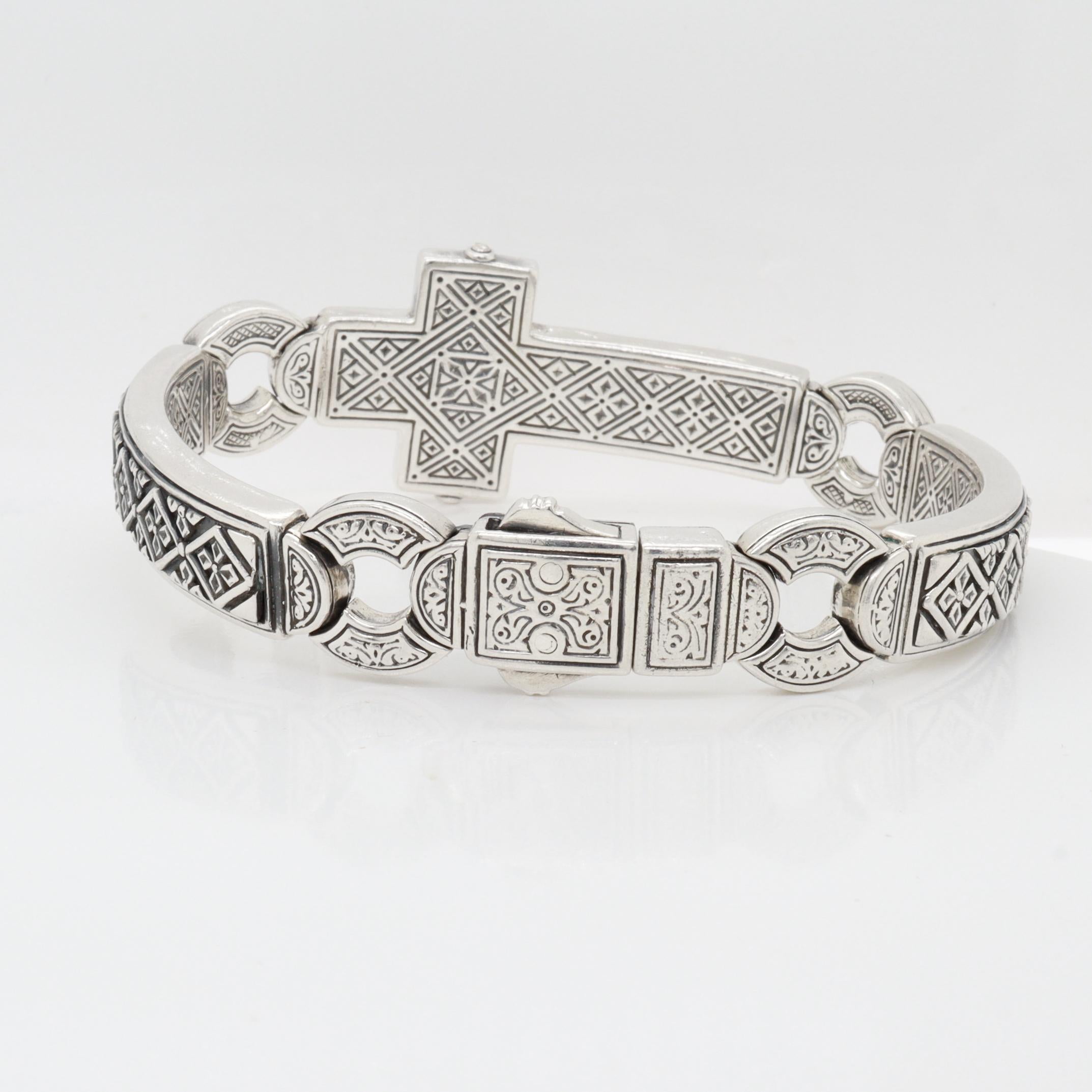 Bracciale firmato Konstantino in argento sterling con croce di sfida in vendita 6