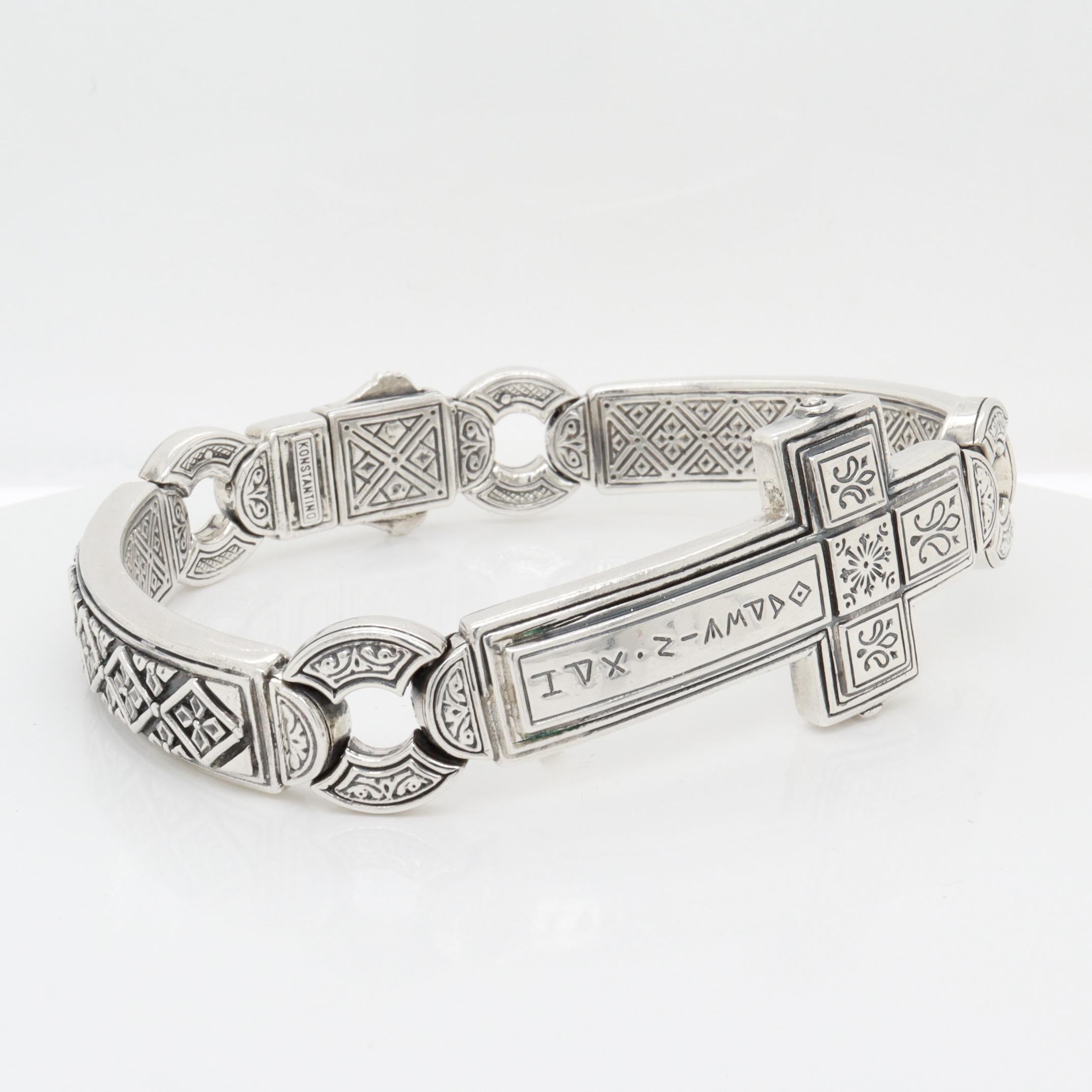 Bracciale firmato Konstantino in argento sterling con croce di sfida in vendita 8