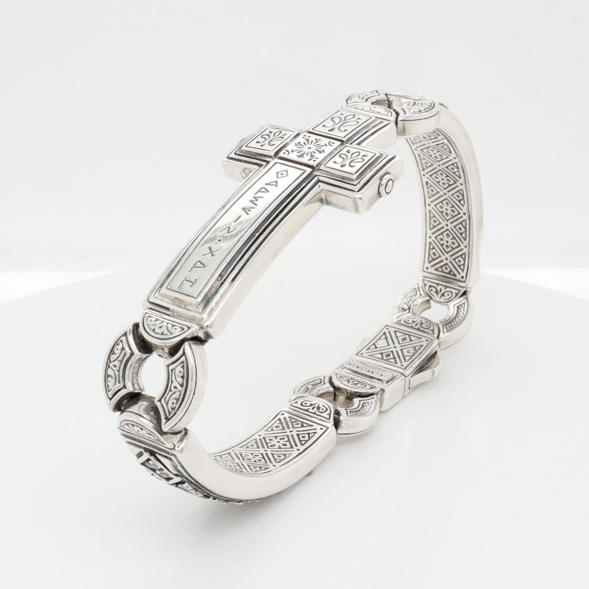Bracciale firmato Konstantino in argento sterling con croce di sfida in vendita 9